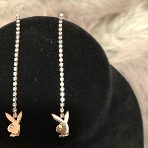 Playboy earrings. Blue & white Diamonds dangle